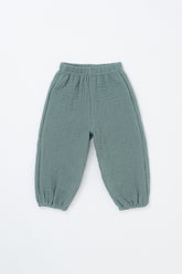 Flat Lay of Avauma Breeze Jogger Pants in Sage Mint, Soft Cotton Baby Jogger Pants with Elastic Hem